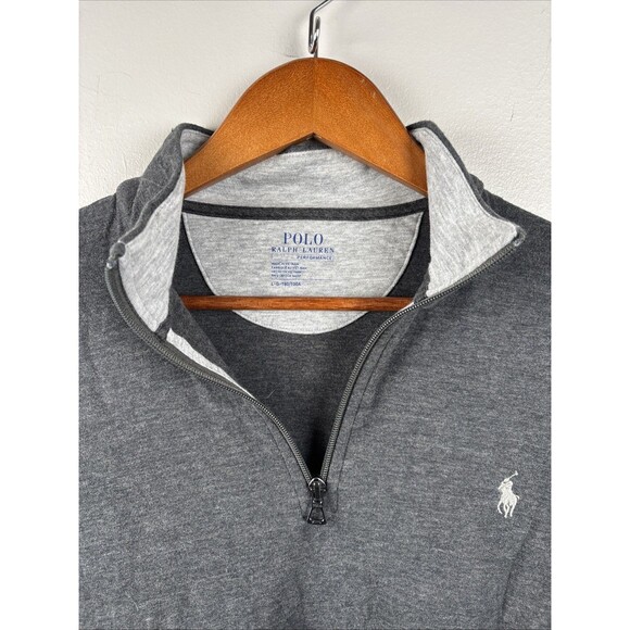 Polo Ralph Lauren Pullover Sweater Shirt Men Large Gray Performance 1/4 Zip - Picture 3 of 6